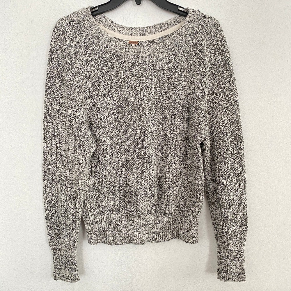 Free People Marled Knit Sweater Women Medium Relaxed Fit Crew Neck Long Sleeve